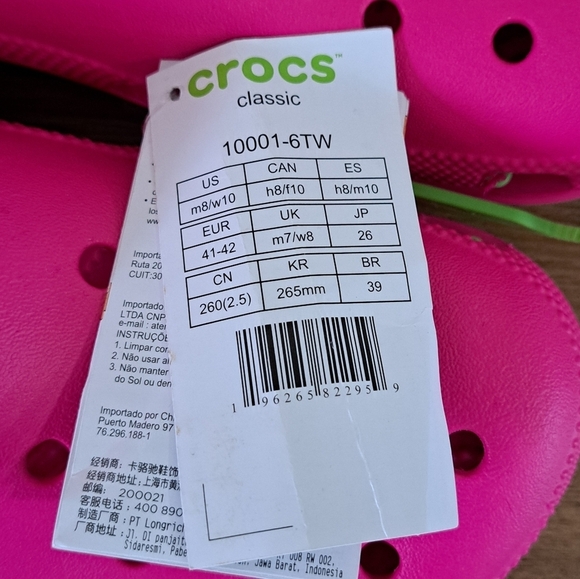 New! Crocs Classic Clogs Pink Crush Colour Size 10 Womens 8 Mens EU 41/42 Unisex - Picture 10 of 13